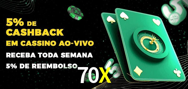 Promoções do cassino ao Vivo 70X